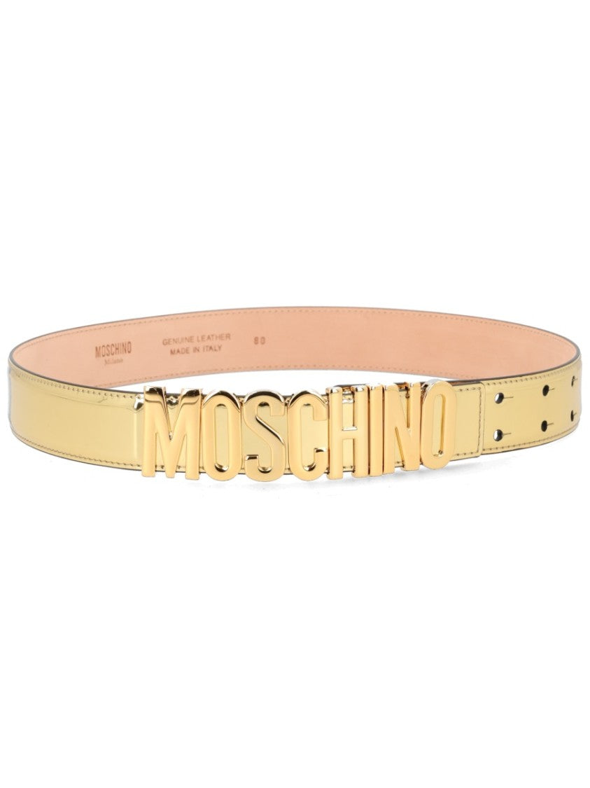 Moschino Moschino Shiny Metallic Finish Logo Belt