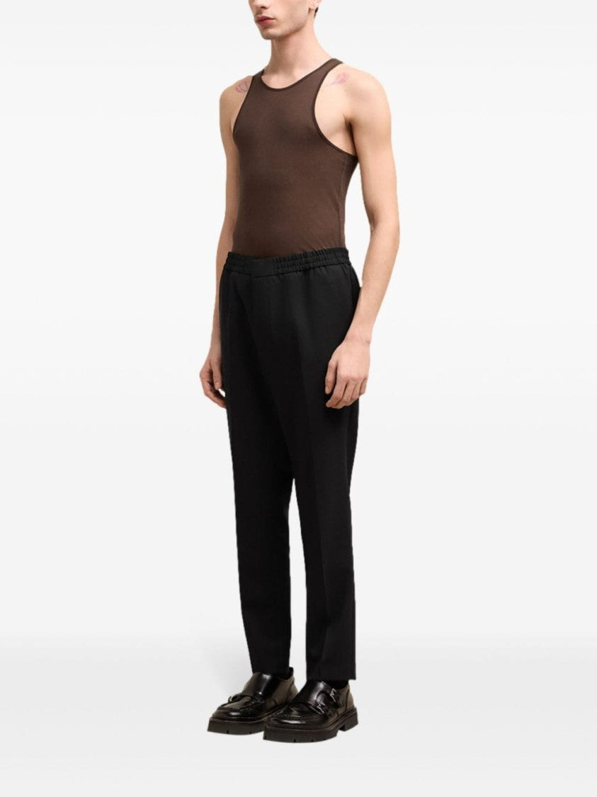 Ami Paris Tapered Black Wool Trousers