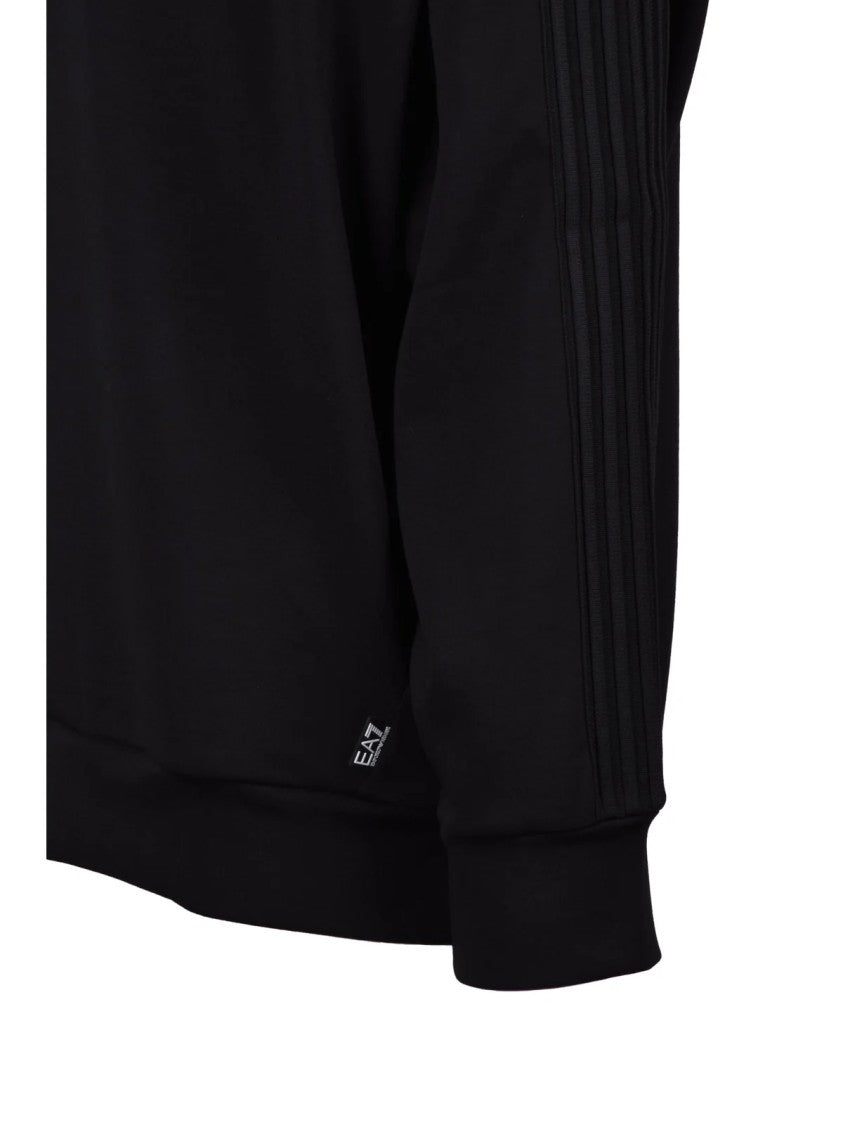 Ea7 Emporio Armani Black Polyester Modal Elastane Hoodie
