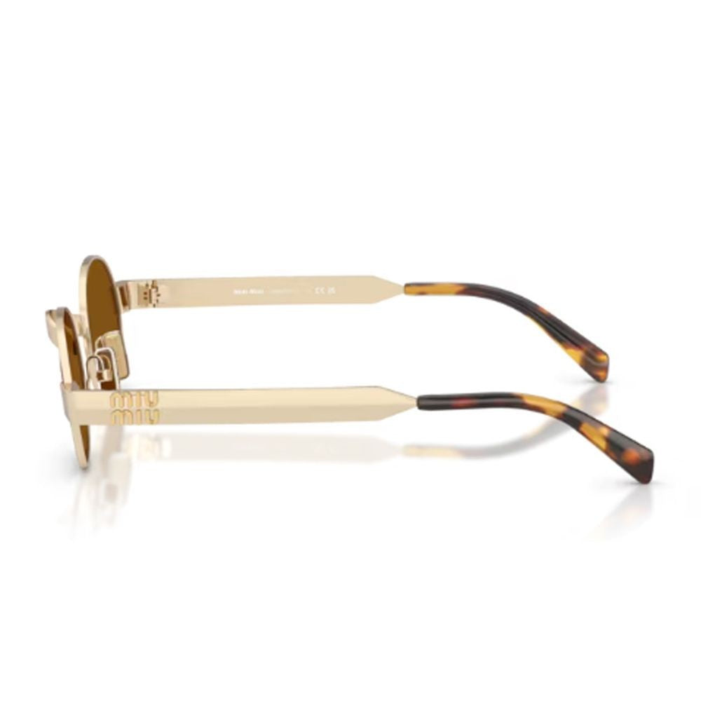 Miu Miu Compact Oval Sunglasses With Satin Gold-Tone Frame