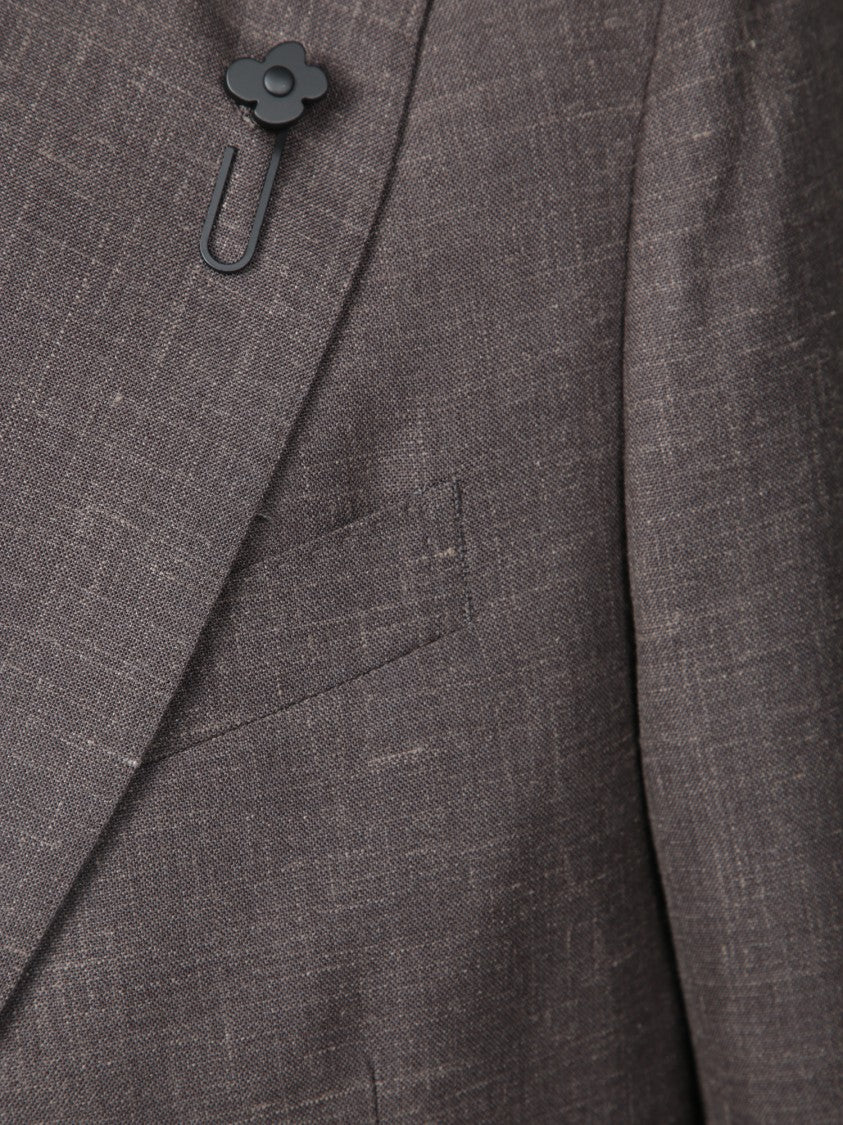 Lardini Brown Blazer With Notched Lapel