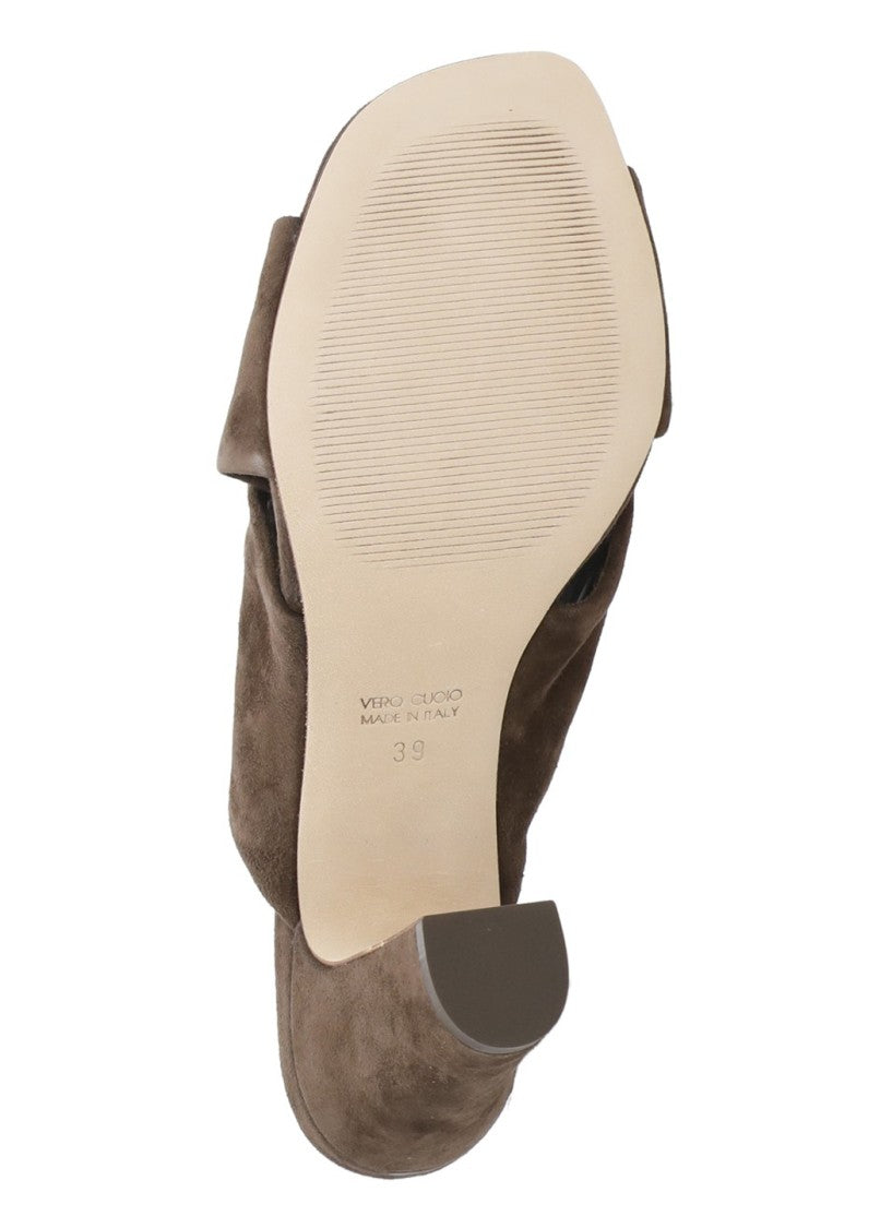 Juilie Dee Brown Crossed Bands Suede Sandals