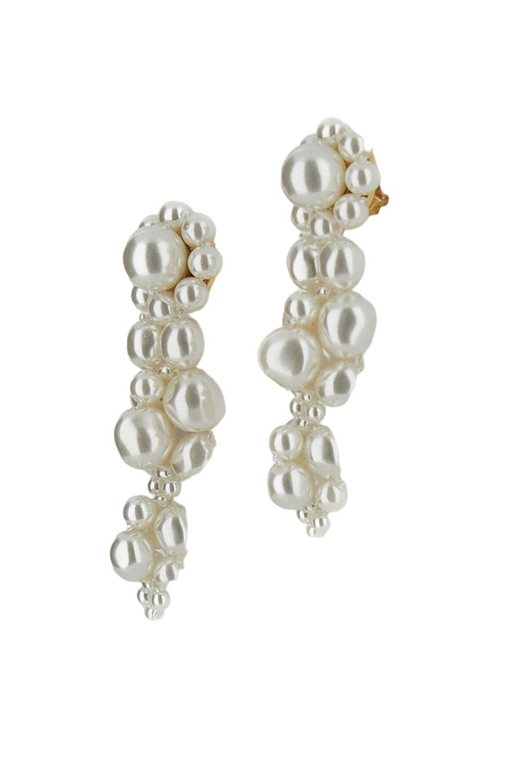 Simone Rocha Drop Earrings With Cluster Of White Faux Pearls