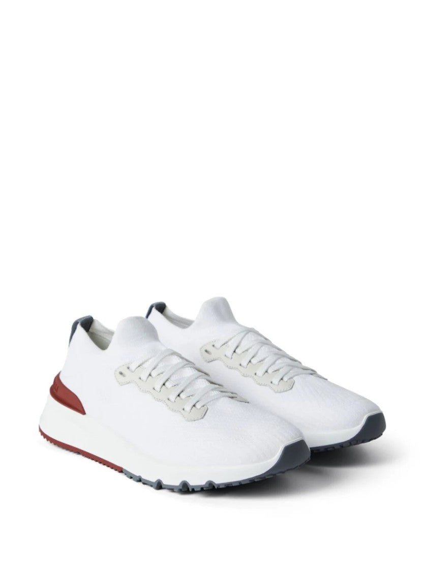 Brunello Cucinelli White Sneakers With Textured Cotton Upper