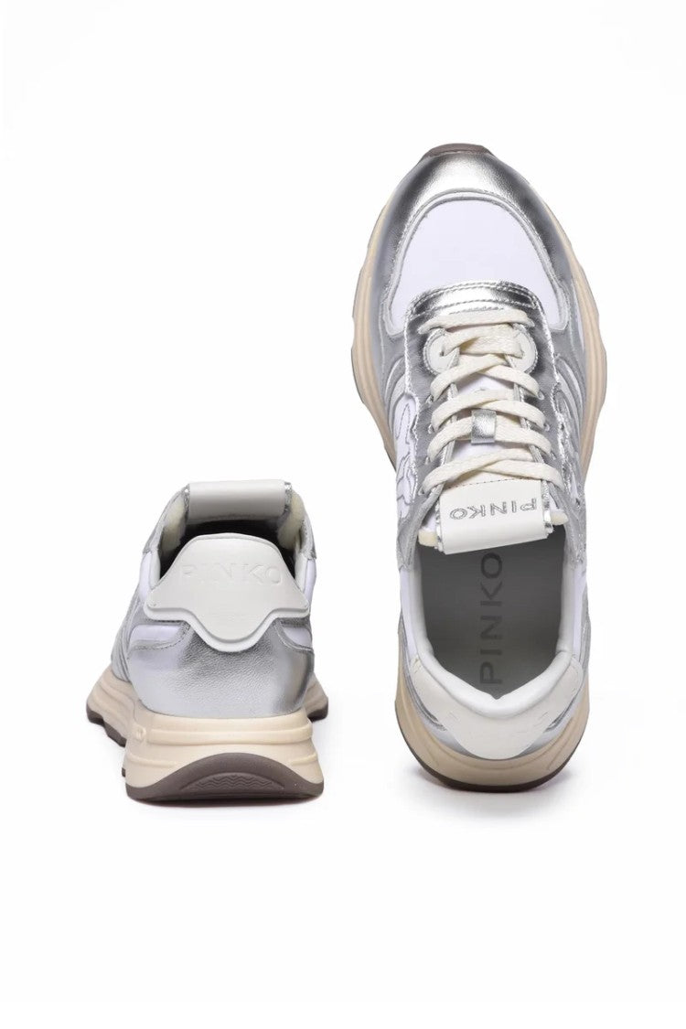 Pinko Metallic Leather Rubber Sneakers - Indigo