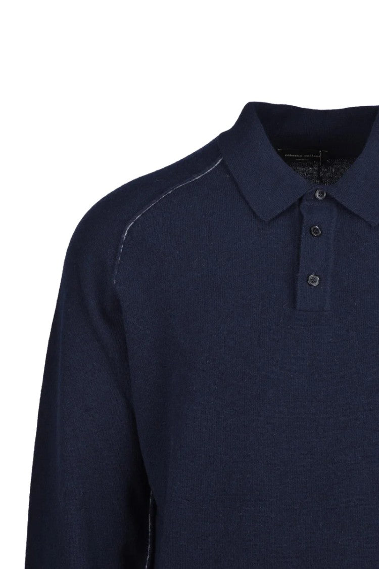 Roberto Collina Knit Polo Wool/Cashmere - Blue