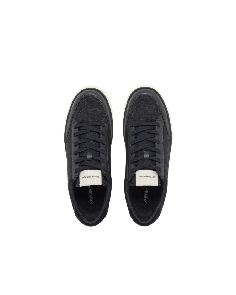 Emporio Armani Jacquard Leather Upper Sneakers