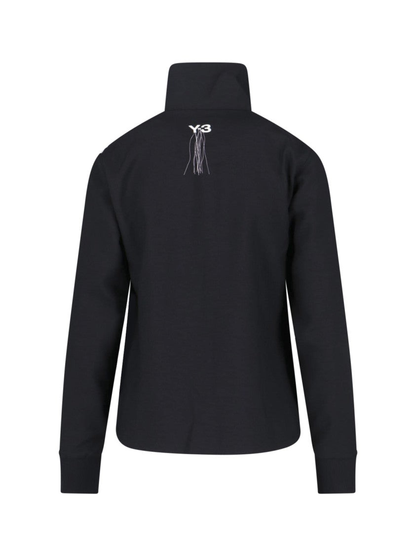 Y-3 Zip Sweatshirt In Black Recycled Fabric, High Neck