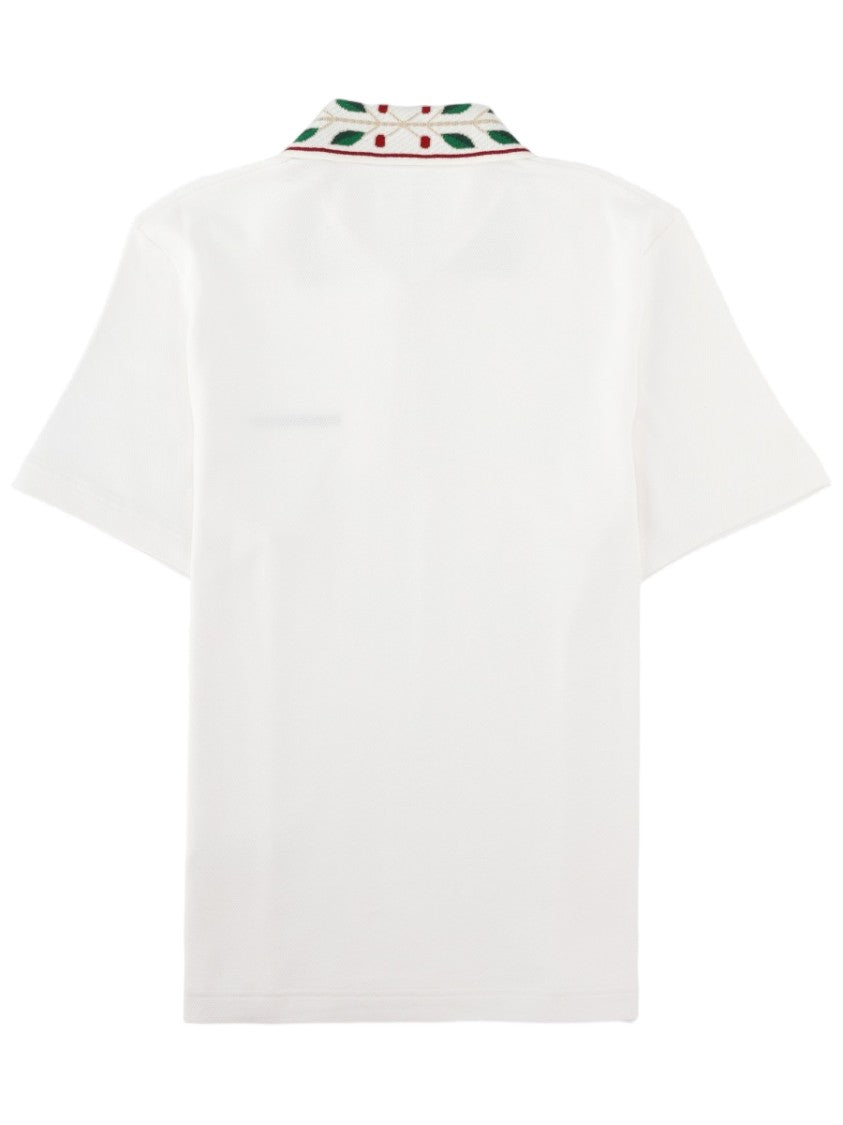 Casablanca Laurel Short-Sleeved Leaf Organic Cotton Polo Shirt