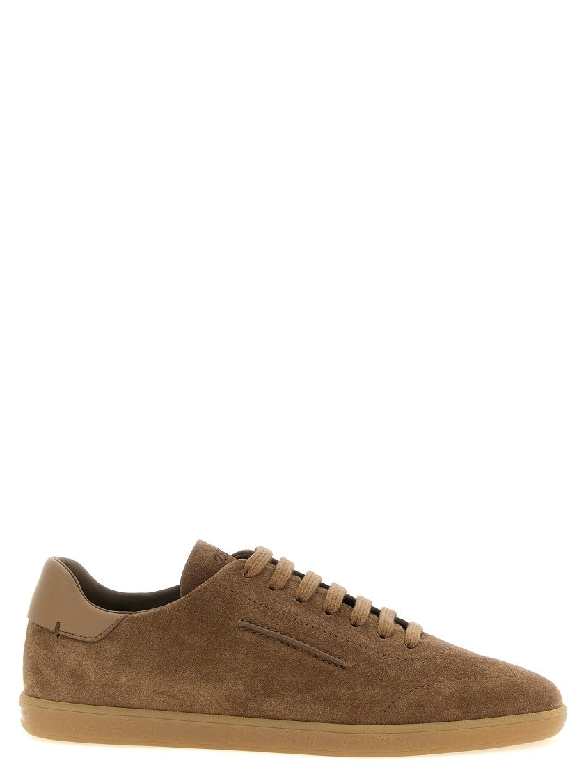 Zegna Suede Sneakers With Structured Silhouette