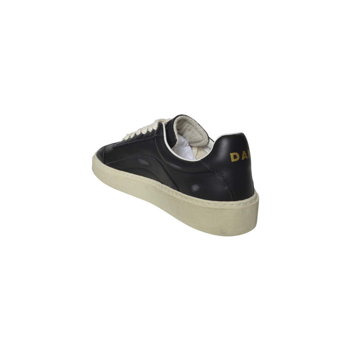 Dsquared2 Low-Top Black Leather Sneakers With Off-White Sole
