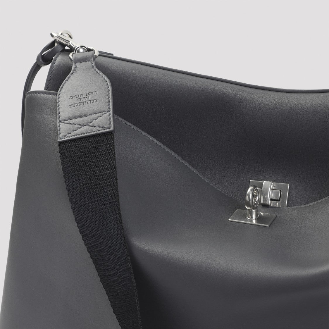Balenciaga Structured Grey Leather Shoulder Bag