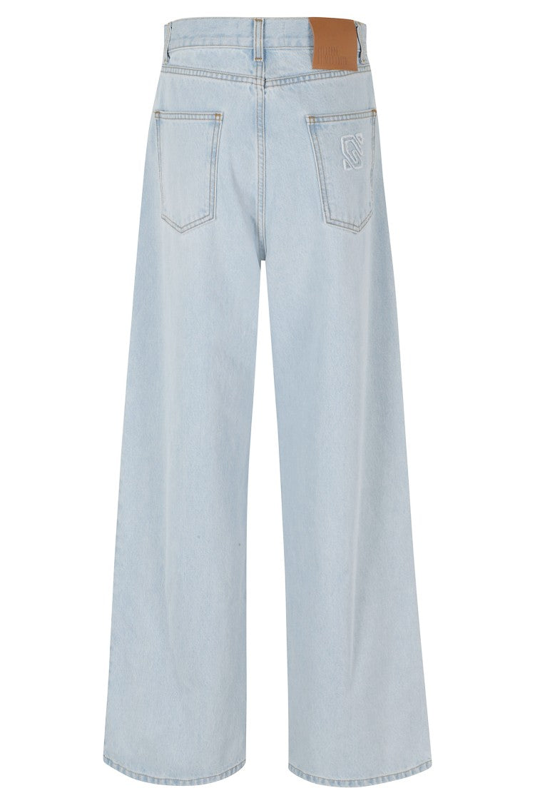 Giuseppe Di Morabito Light Blue Pearl Pearl-Applique High-Waist Cotton Jeans