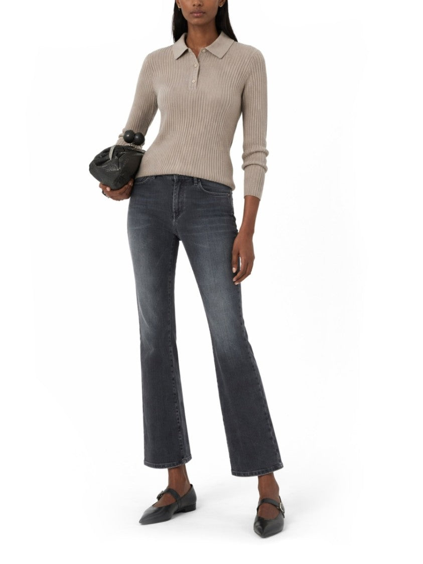 Max Mara Ribbed Knit Cashmere-Silk Polo Shirt