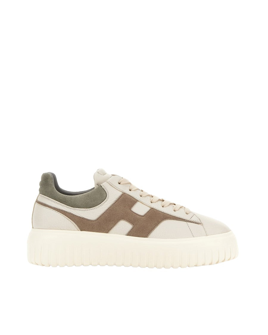 Hogan Low-Top Sneakers In Textured Calfskin And Suede Panels