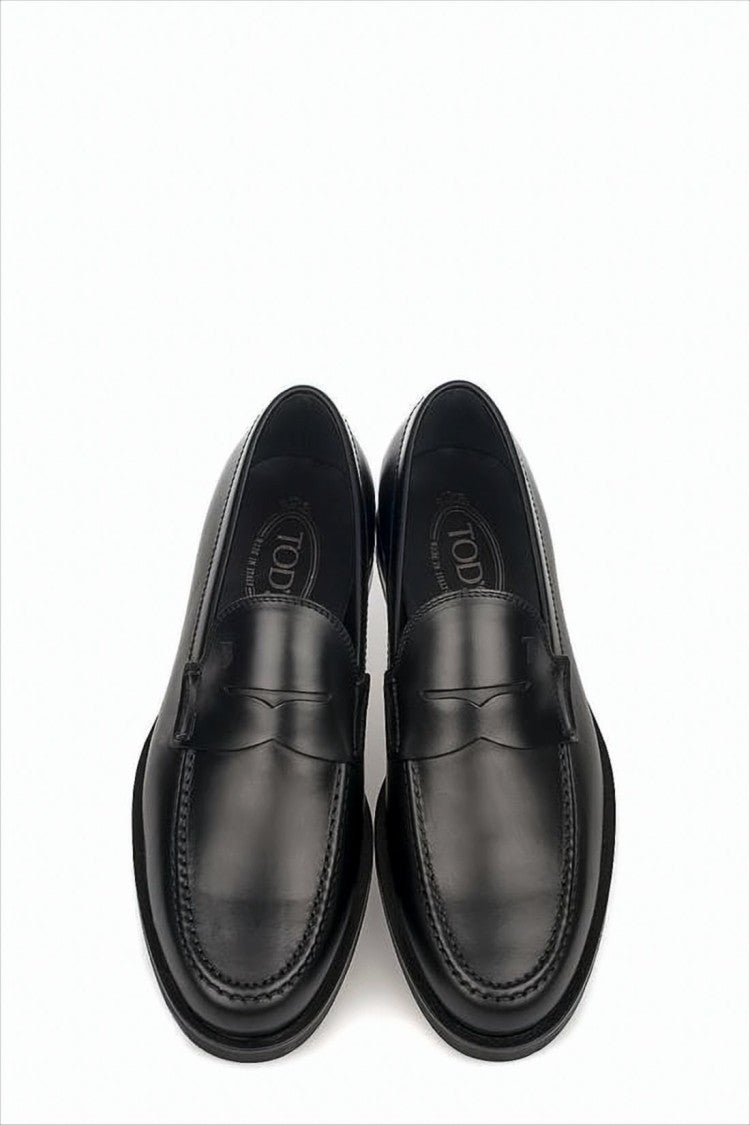 Tod's Black Leather Loafers With Classic Penny Strap