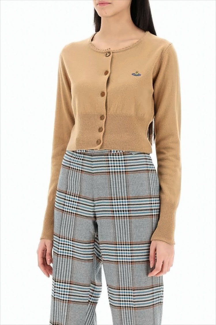 Vivienne Westwood Cropped Brown Cardigan With Button-Down Front