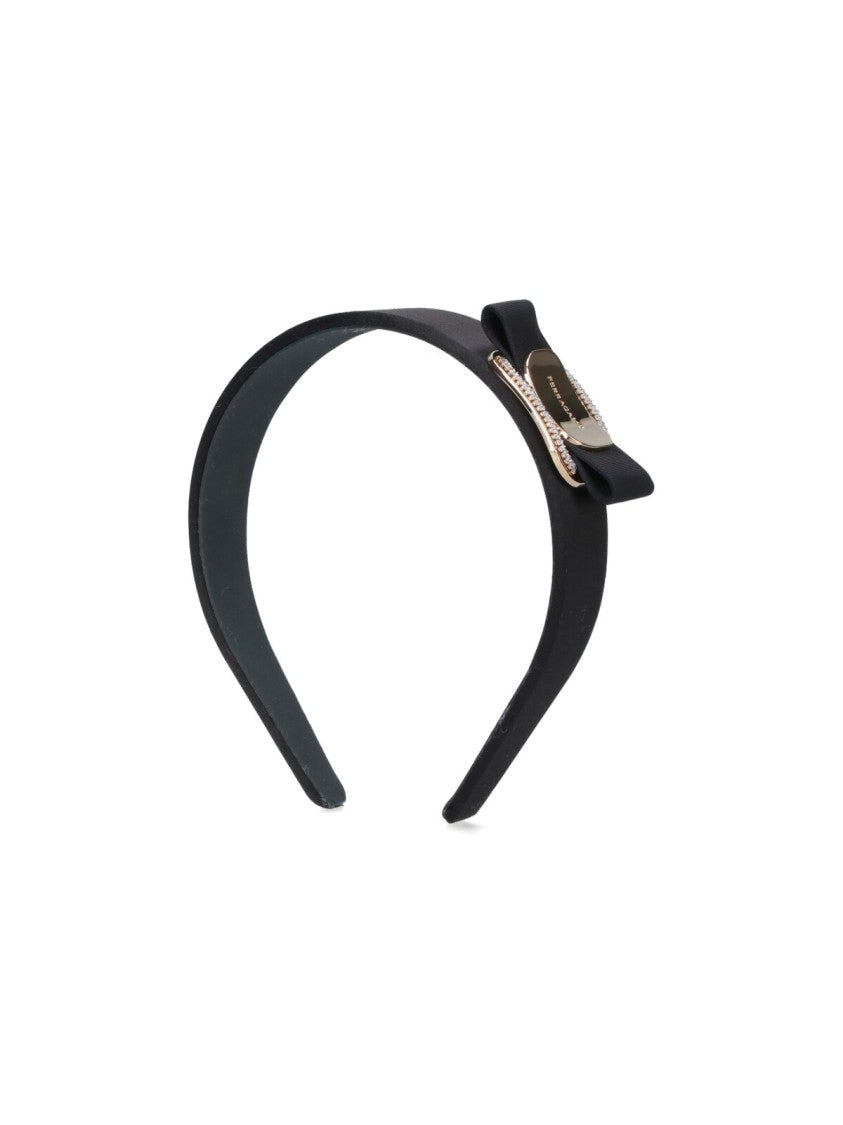Ferragamo Black Viscose Crystal Headband