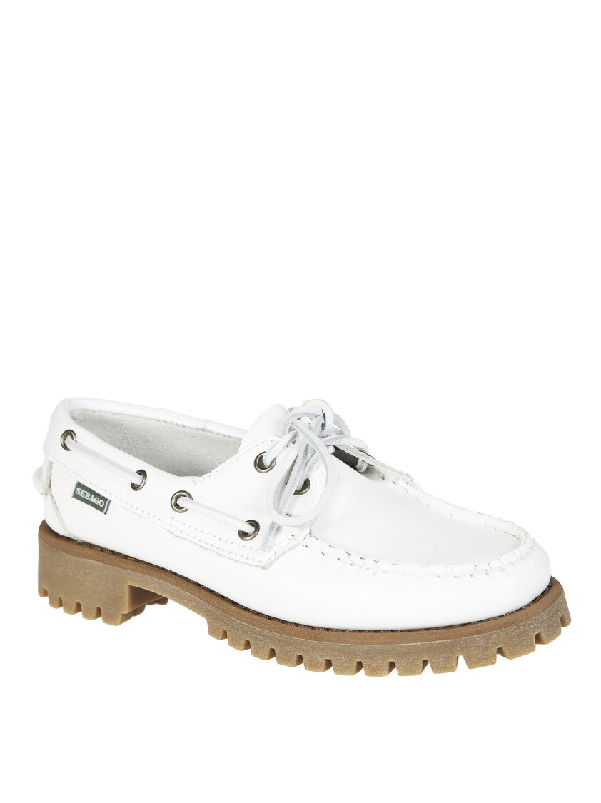 Sebago White Range Tale Leather Boat Shoes