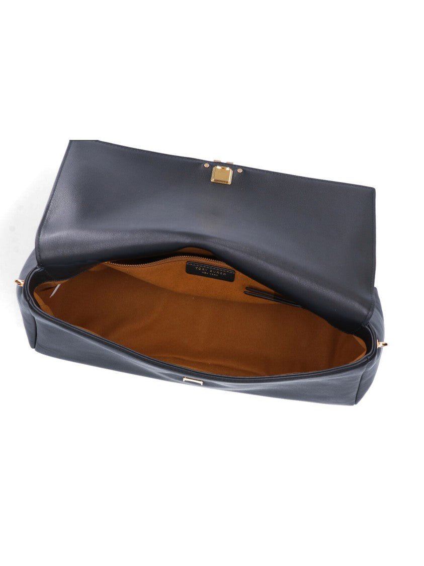 Tory Burch Black Charlie Large Leather Shoulder Bag