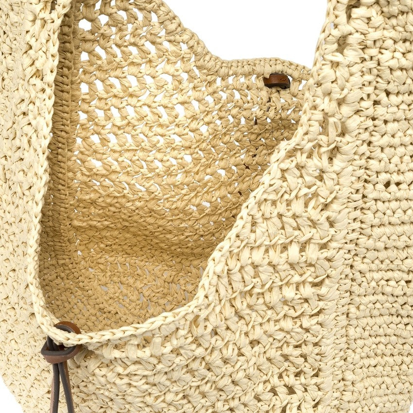 Gianni Chiarini Crochet Straw Hobo Bag