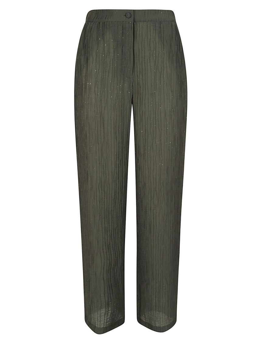 Emporio Armani Pleated Crepon Trousers With Sparkling Finish