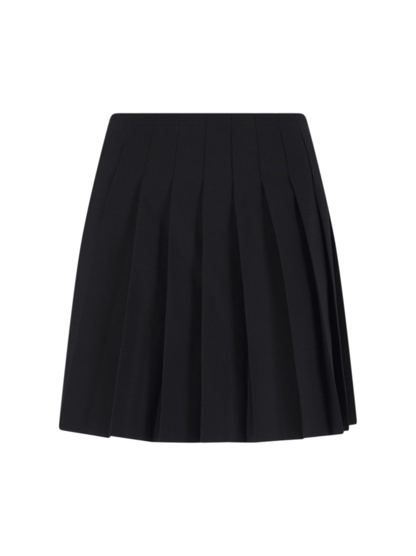 Mm6 By Maison Margiela Black Virgin Wool-Blend Pleated Mini Skirt