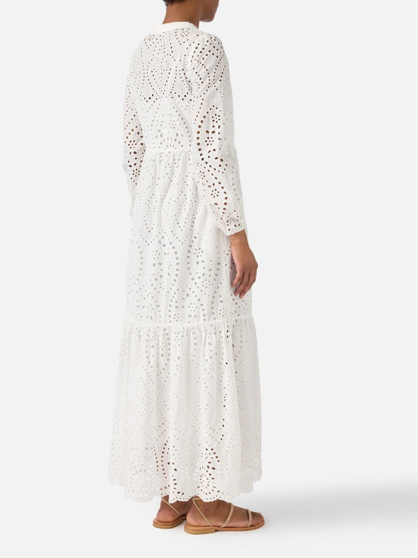 Mc2 Saint Barth Tiered Eyelet Embroidery Maxi Dress