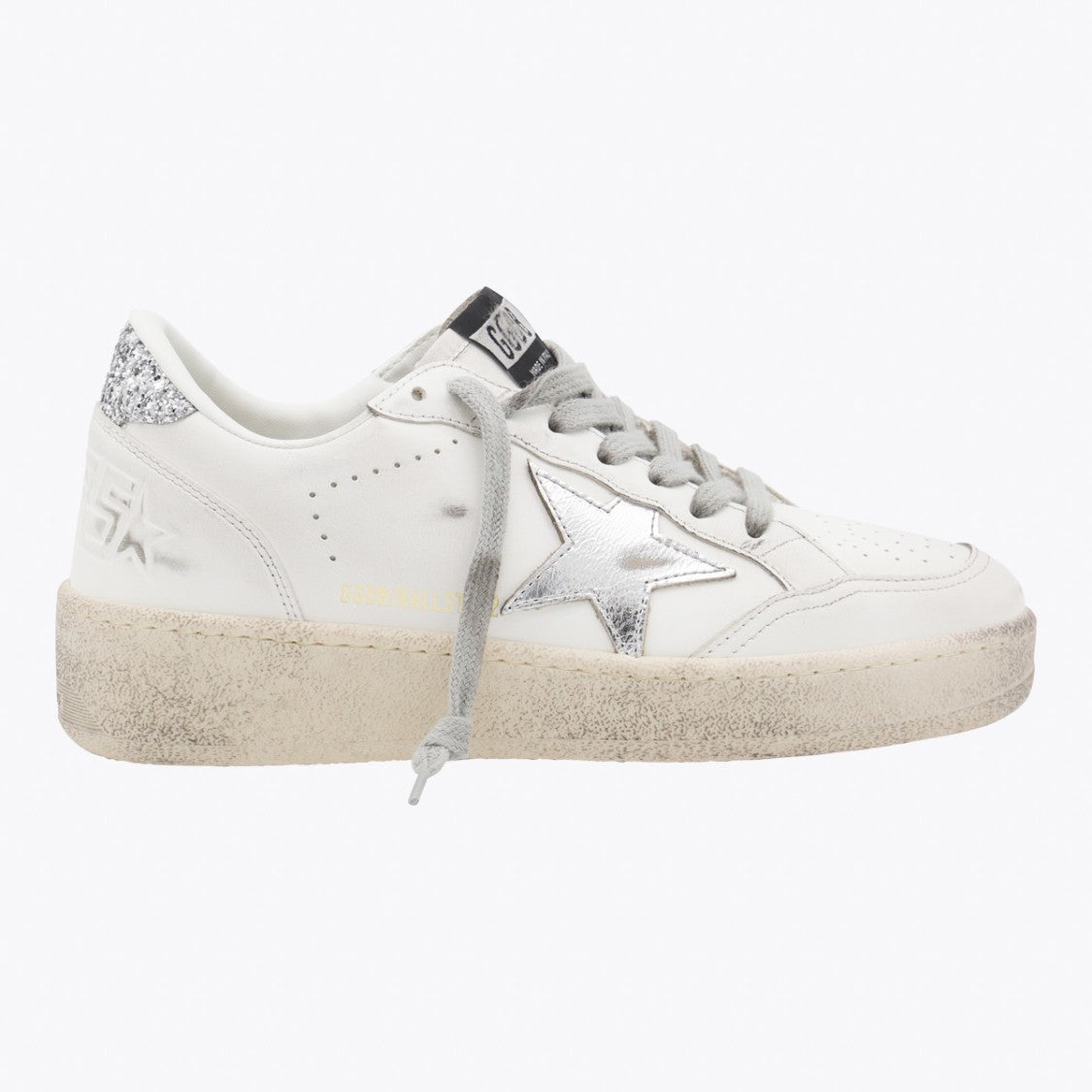 Golden Goose White And Silver Leather Ballstar 2 Sneakers