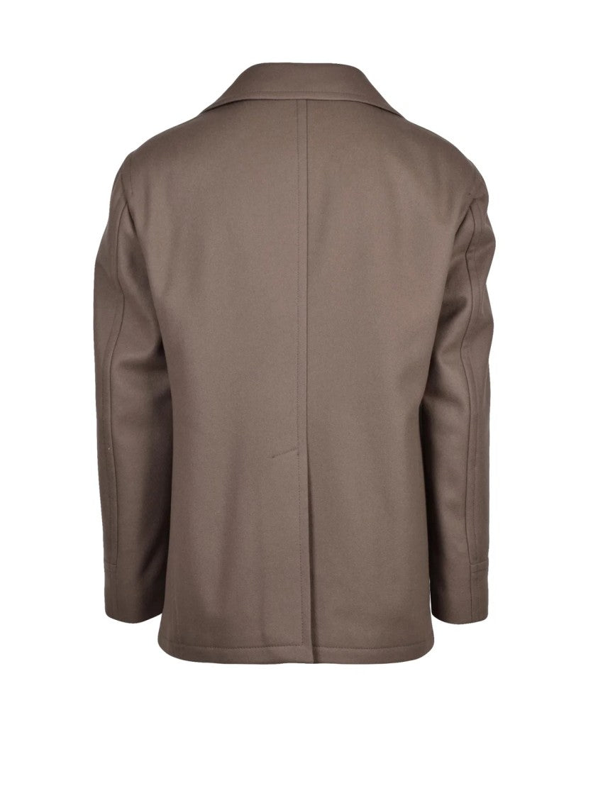 Tagliatore Double-Breasted Wool Cashmere Peacoat With Flap Pockets