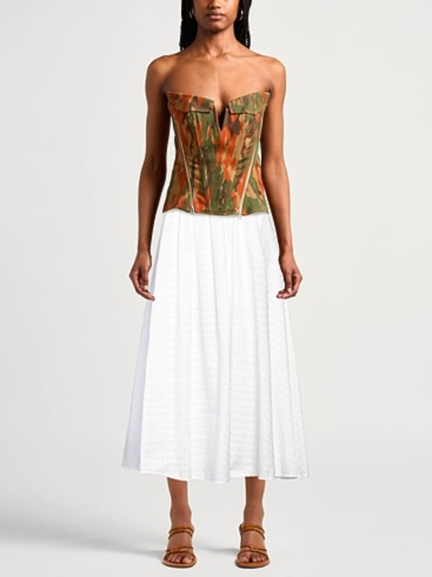 Msgm Flared White Gathered Midi Skirt