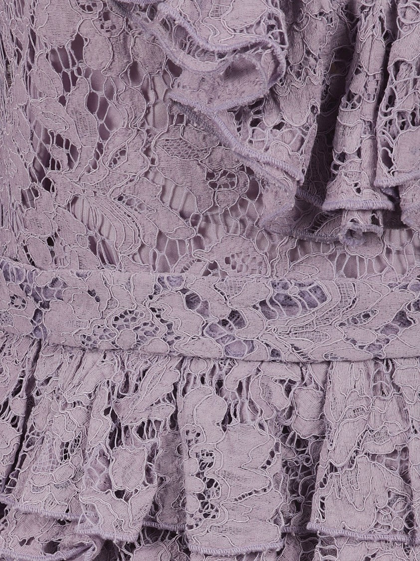 Valentino Garavani Floral Lace Dress With Ruffled Accents