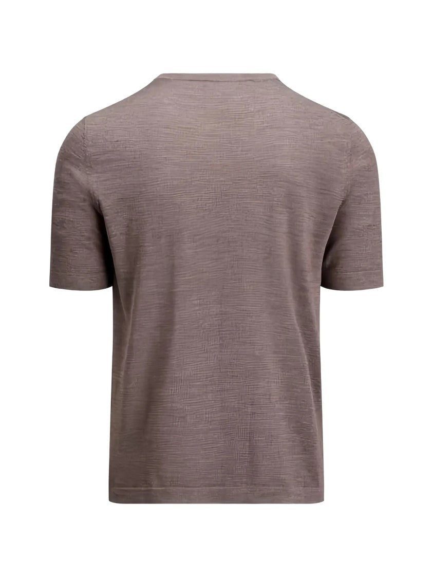 Gran Sasso Paricollo Short-Sleeved Textured Crew Neck Top