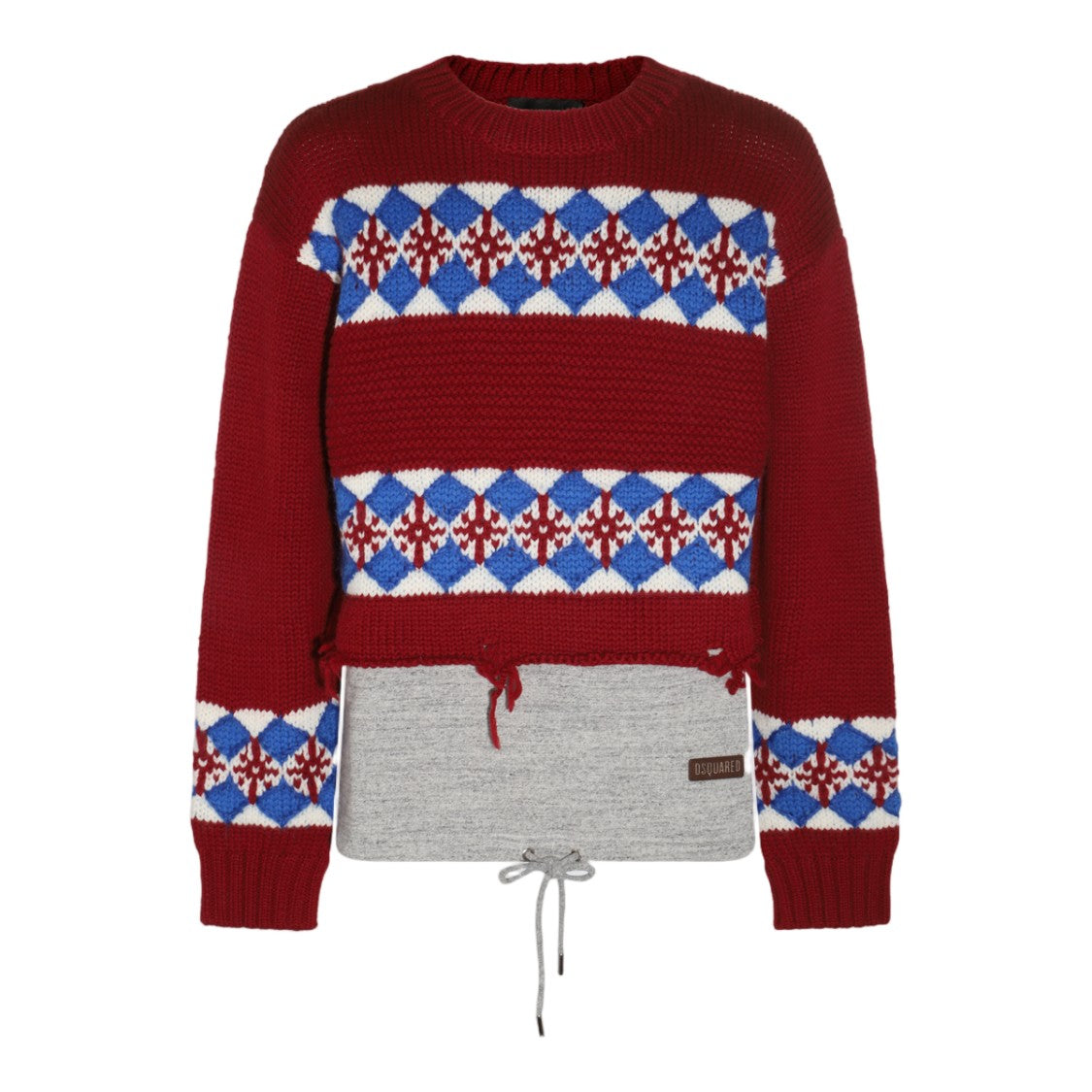 Dsquared2 Textured Knit Sweater With Contrasting Drawstring Hem