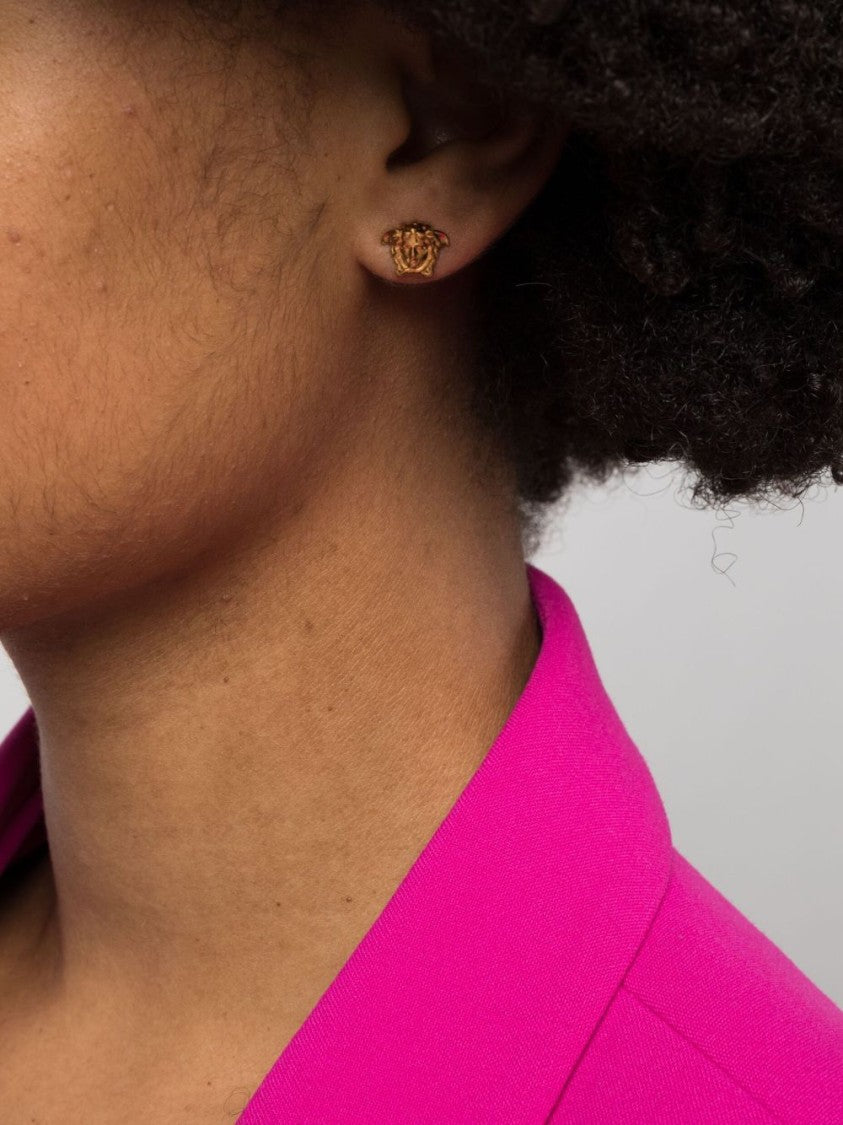 Versace Gold-Tone Medusa Plaque Stud Earrings