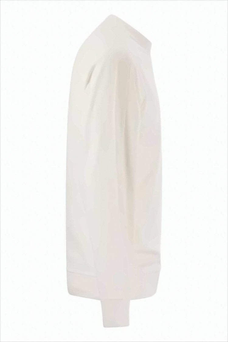 Stone Island Minimalist High Neck White Pullover With Logo Patch