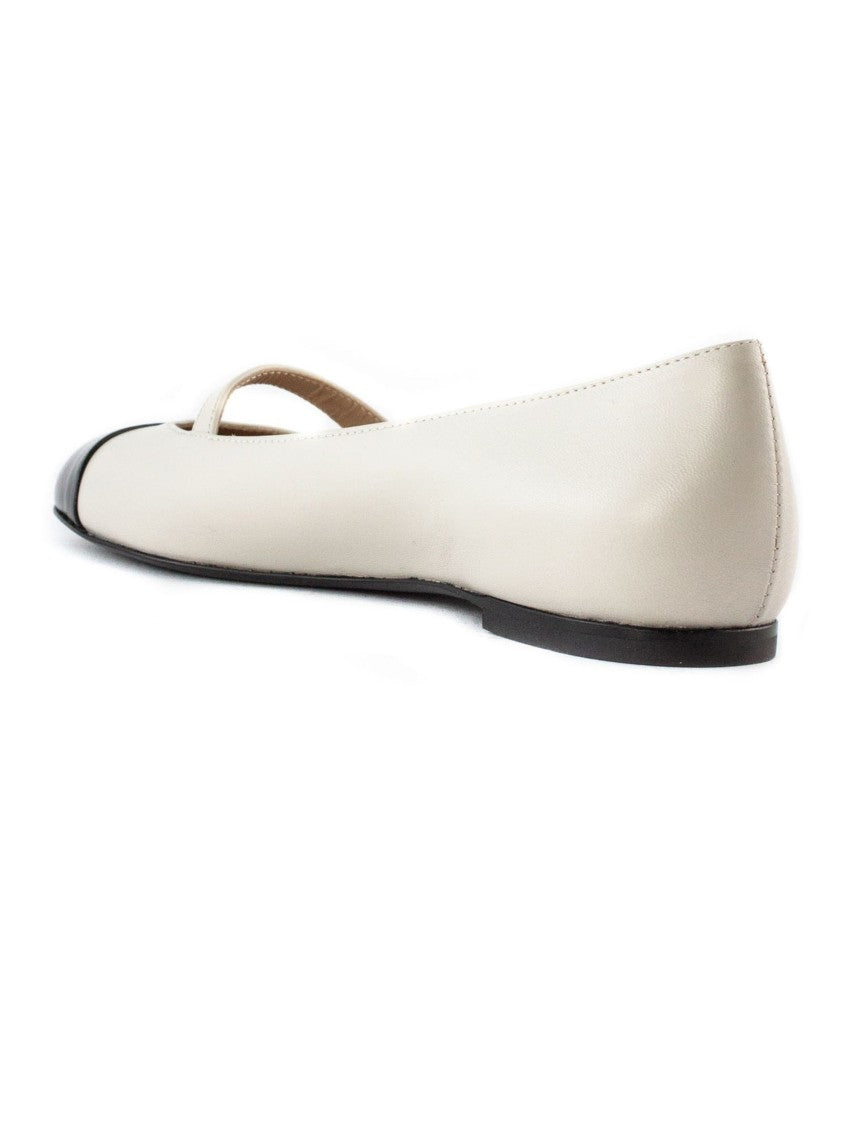 Roberto Festa Contrasting White Flats With Pearl-Adorned Strap