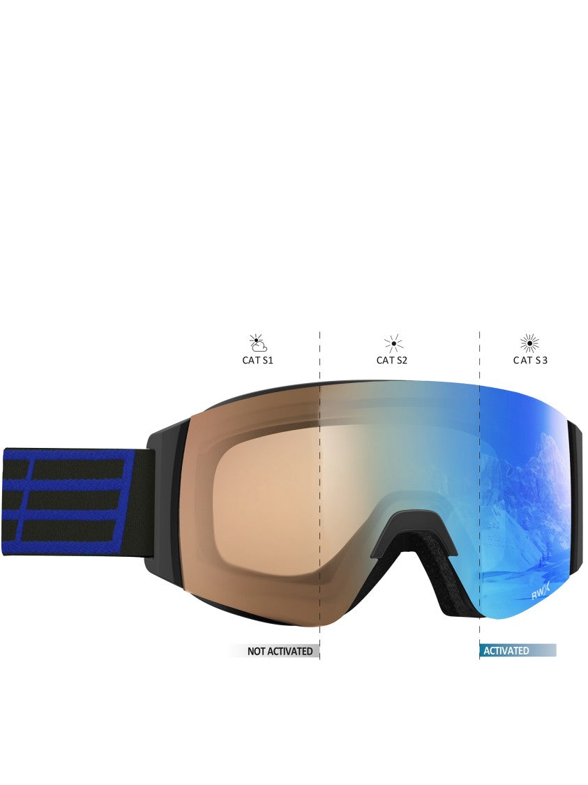 Salice Black Wide Curved Gradient Ski Goggles
