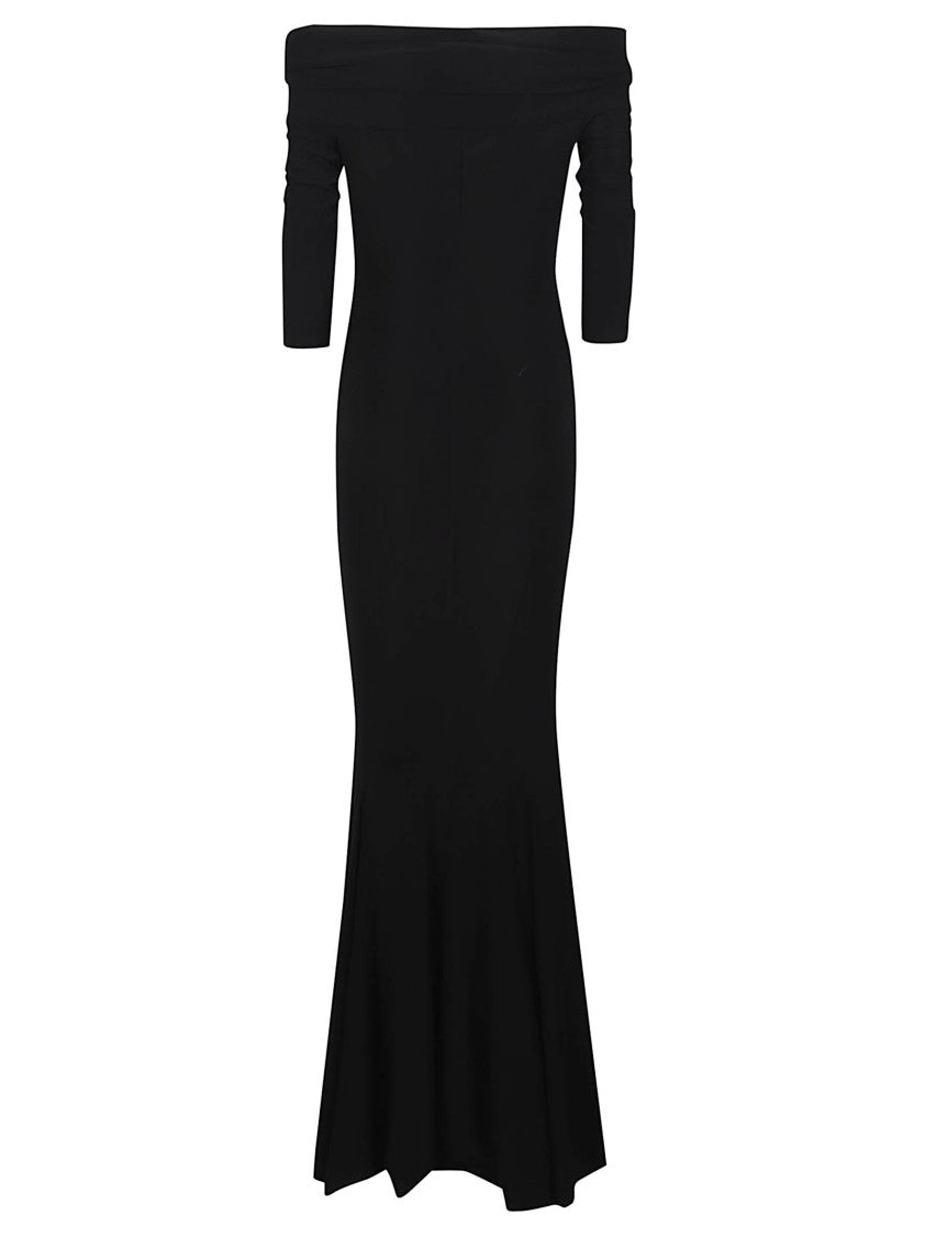 Norma Kamali 3/4 Sleeve Cowl Neck Evening Dress
