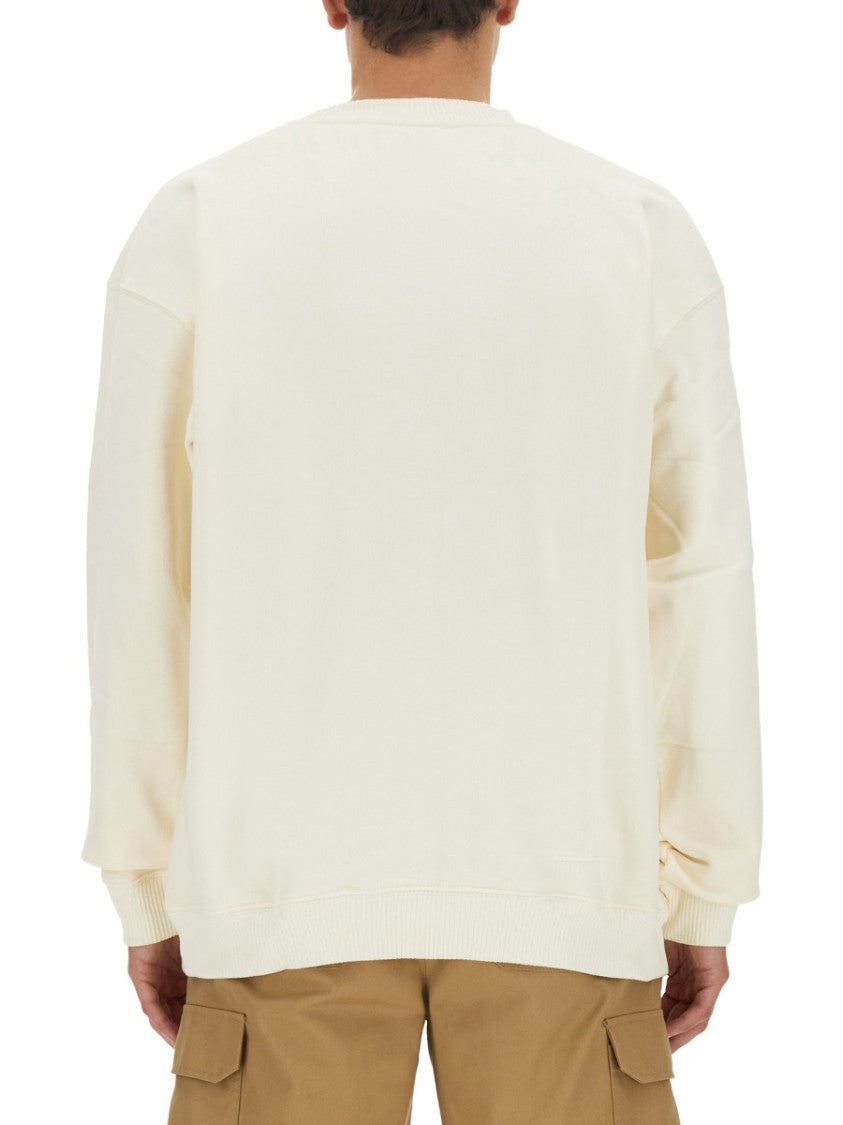 Msgm Round Neck Sweatshirt With Printed Logo Design