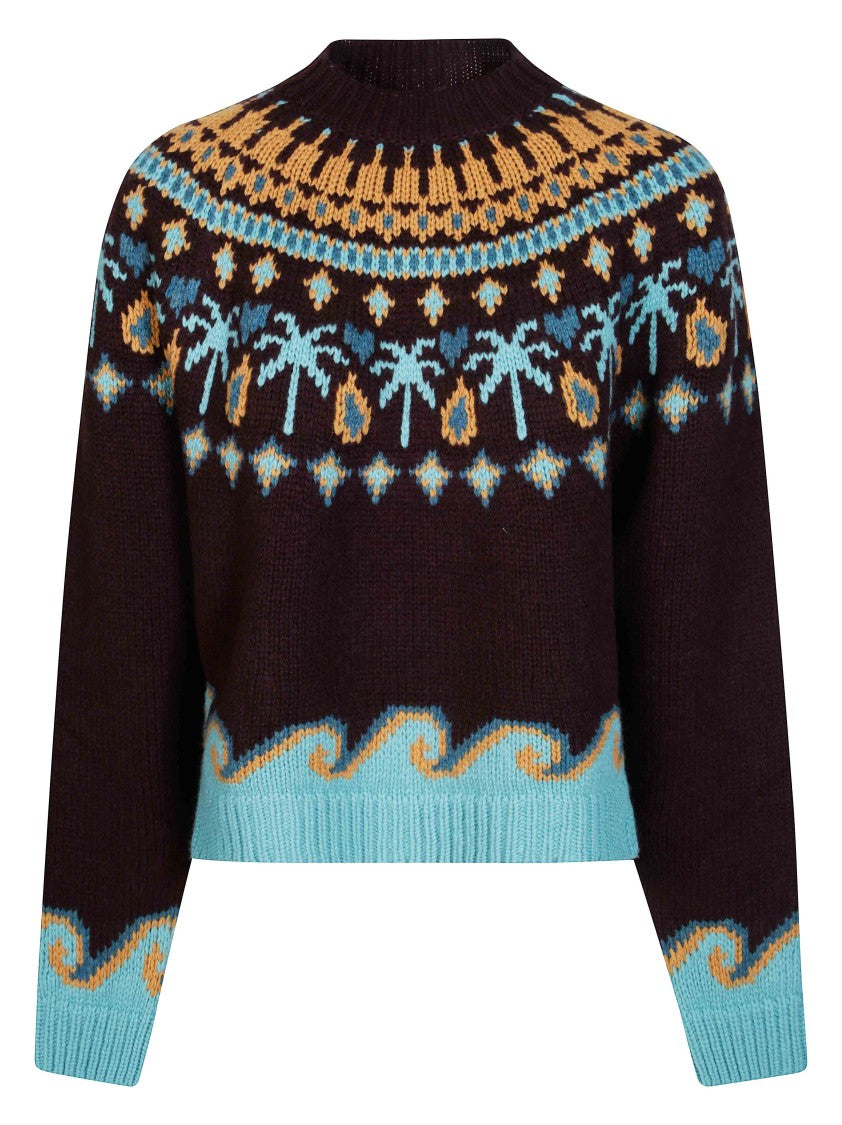 Alanui Sweet Winter Cropped Tropical Sweater