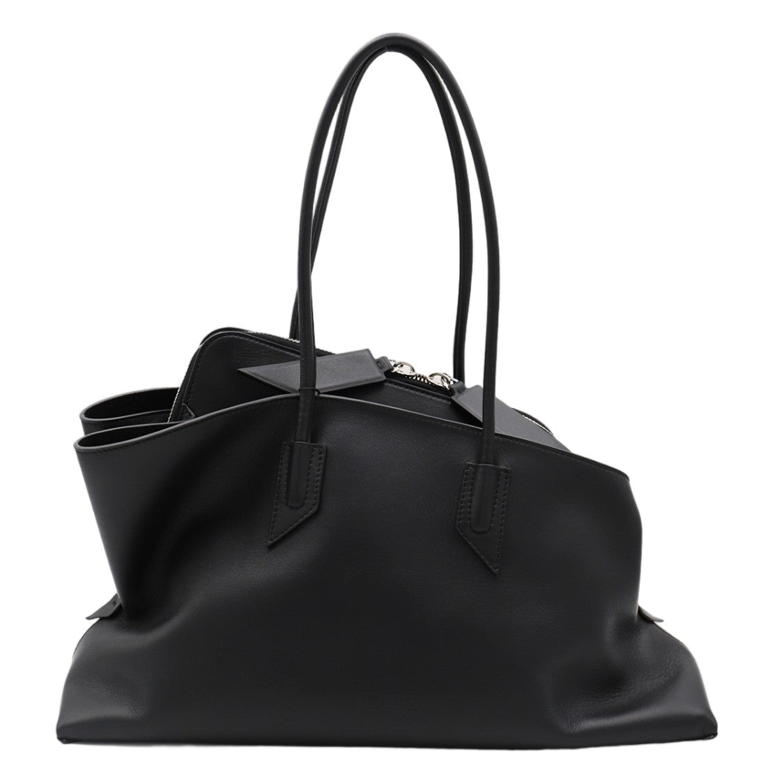 The Attico Soft-Structured Black Tote Bag With Zippered Compartment