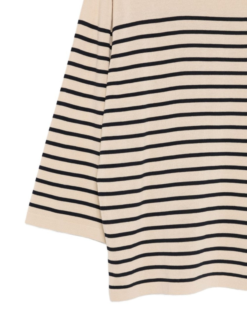 Aspesi Relaxed Fit Striped Beige Sweater