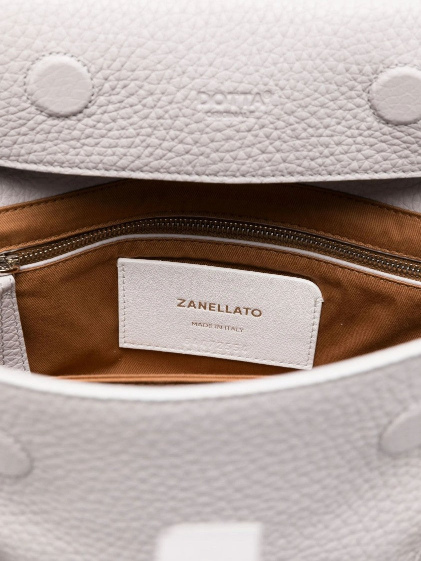 Zanellato White Grained Texture Turn Lock Shoulder Bag