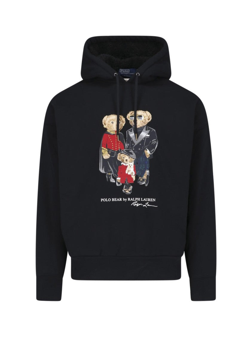 Polo Ralph Lauren Black Polo Bear Graphic Cotton-Blend Hoodie