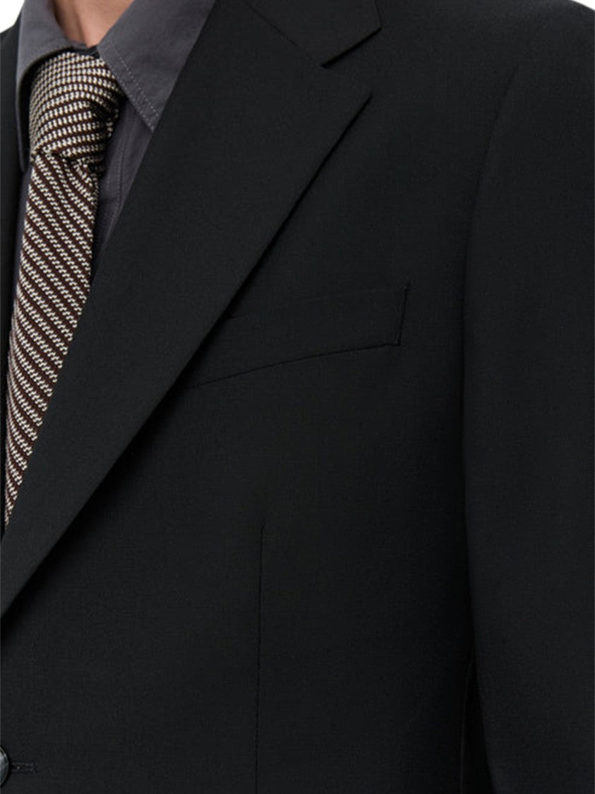 Mfpen Single-Breasted Black Wool Blazer With Tailored Fit