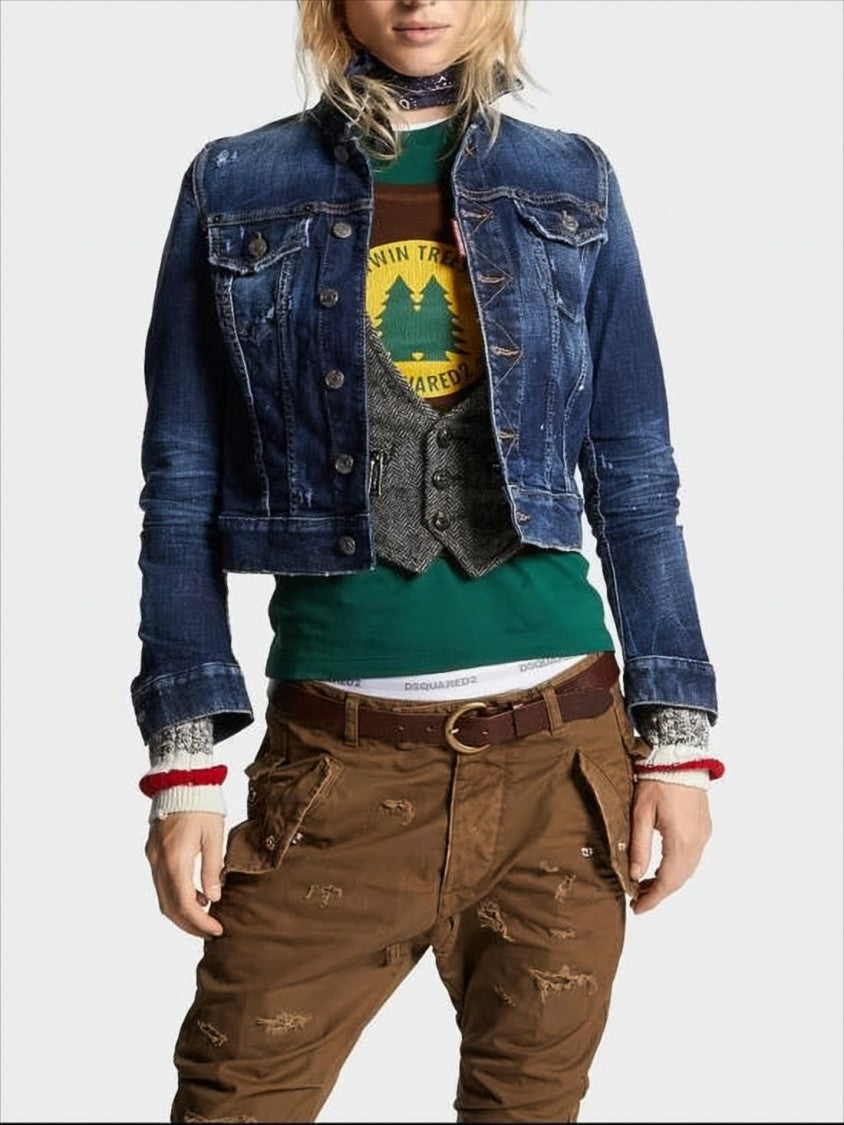Dsquared2 Cropped Denim Jacket
