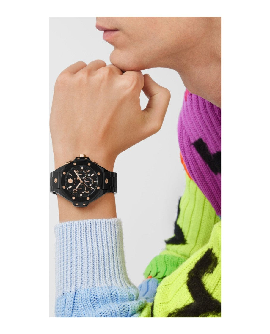 Philipp Plein Chronograph Royal Bracelet Watch With Black Guilloche Dial