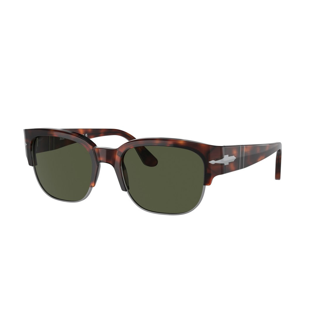 Persol 0Po3319s Tortoiseshell Square Frame Sunglasses With Silver Arrow Detail
