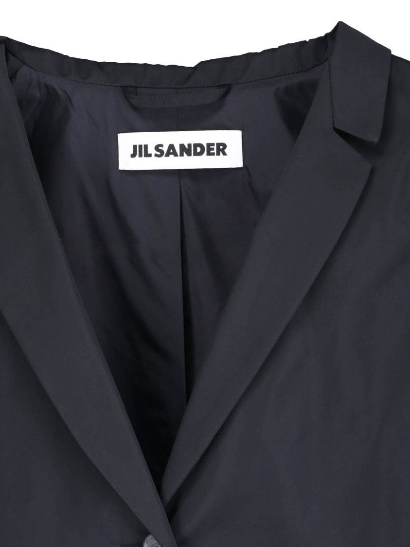 Jil Sander Technical Fabric Black Jacket With Classic Notch Lapels